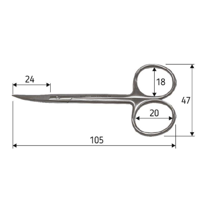 Ножиці N0907,вигнуті Iris 10,5 см, гострий/гострий